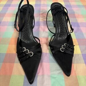 Valerie Stevens Black Satin Heels - Size 9.5